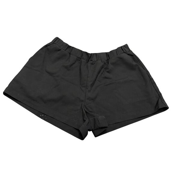 Good American Pants - Good American Black Elastic Waist Pull On Weekend Shorts SZ 4 Pockets Minimalist